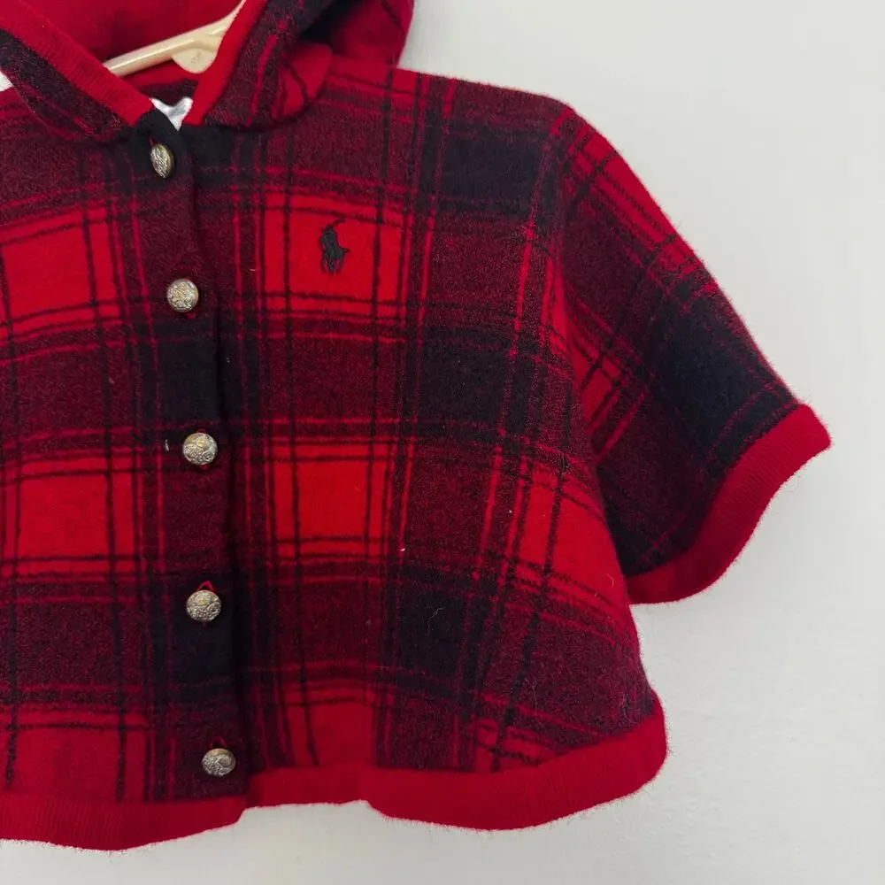 Ralph Lauren Plaid Wool Hooded Poncho